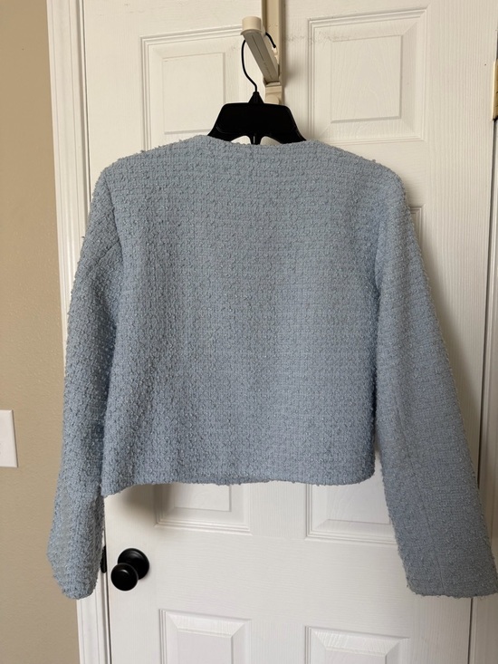 H&M Light Blue Bouclé Cropped Blazer - Picture 2 of 4